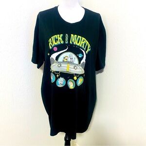 Rick and Morty Cartoon Network Black T-Shirt XXL 100% Cotton Retro Galaxy NWT